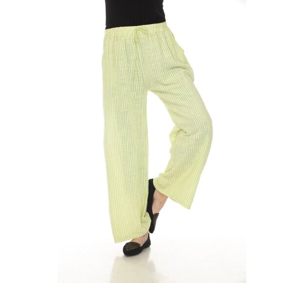Lime Green Striped Drawstring Pant With Pockets - Picture 3 of 7